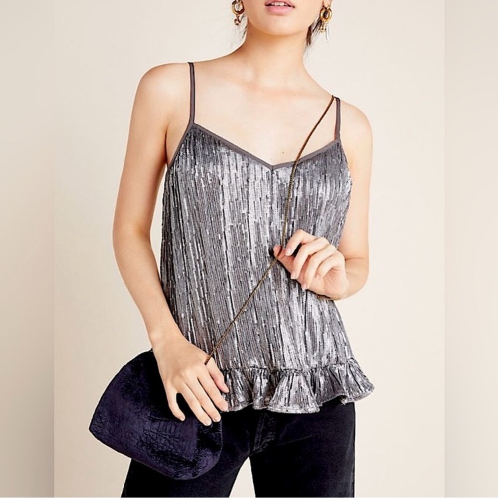 Anthropologie Silver Camisole Top